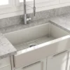 BOCCHI Nuova 34" Fireclay Retrofit Farmhouse Sink with Accessories, Biscuit, 1551-014-0120