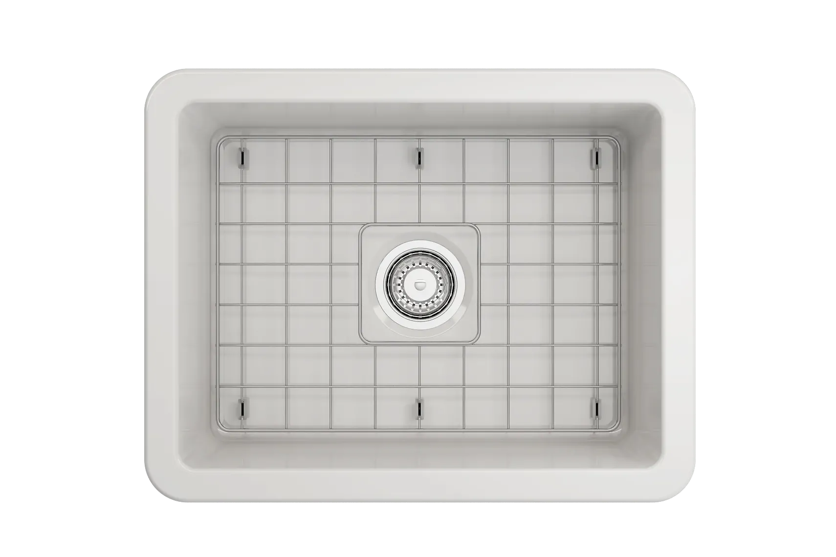BOCCHI Sotto 24" Dual Mount Fireclay Kitchen Sink Kit with Accessories, White, 1627-001-0120