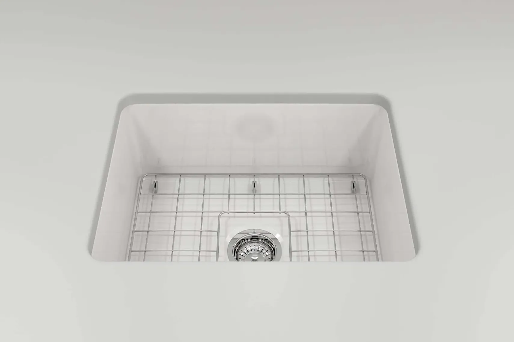 BOCCHI Sotto 24" Dual Mount Fireclay Kitchen Sink Kit with Accessories, White, 1627-001-0120