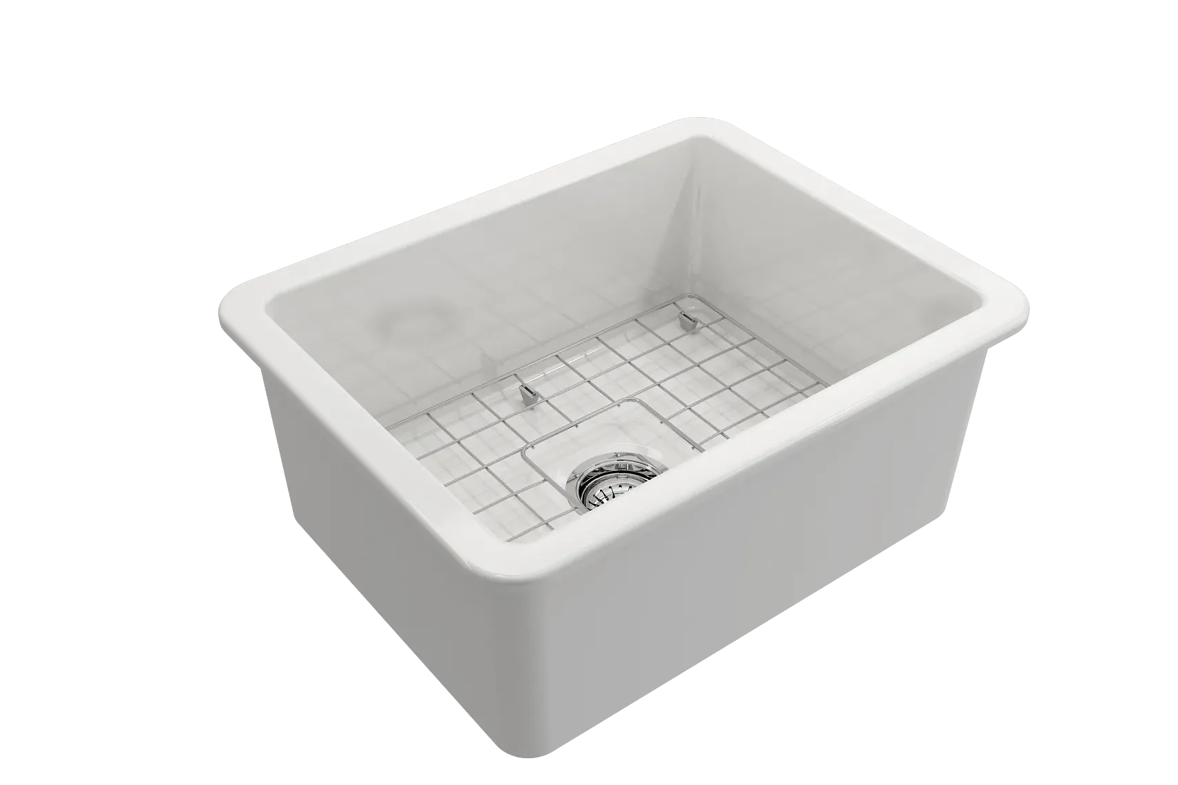 BOCCHI Sotto 24" Dual Mount Fireclay Kitchen Sink Kit with Accessories, White, 1627-001-0120