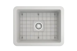 BOCCHI Sotto 24" Dual Mount Fireclay Kitchen Sink Kit with Accessories, Matte White, 1627-002-0120