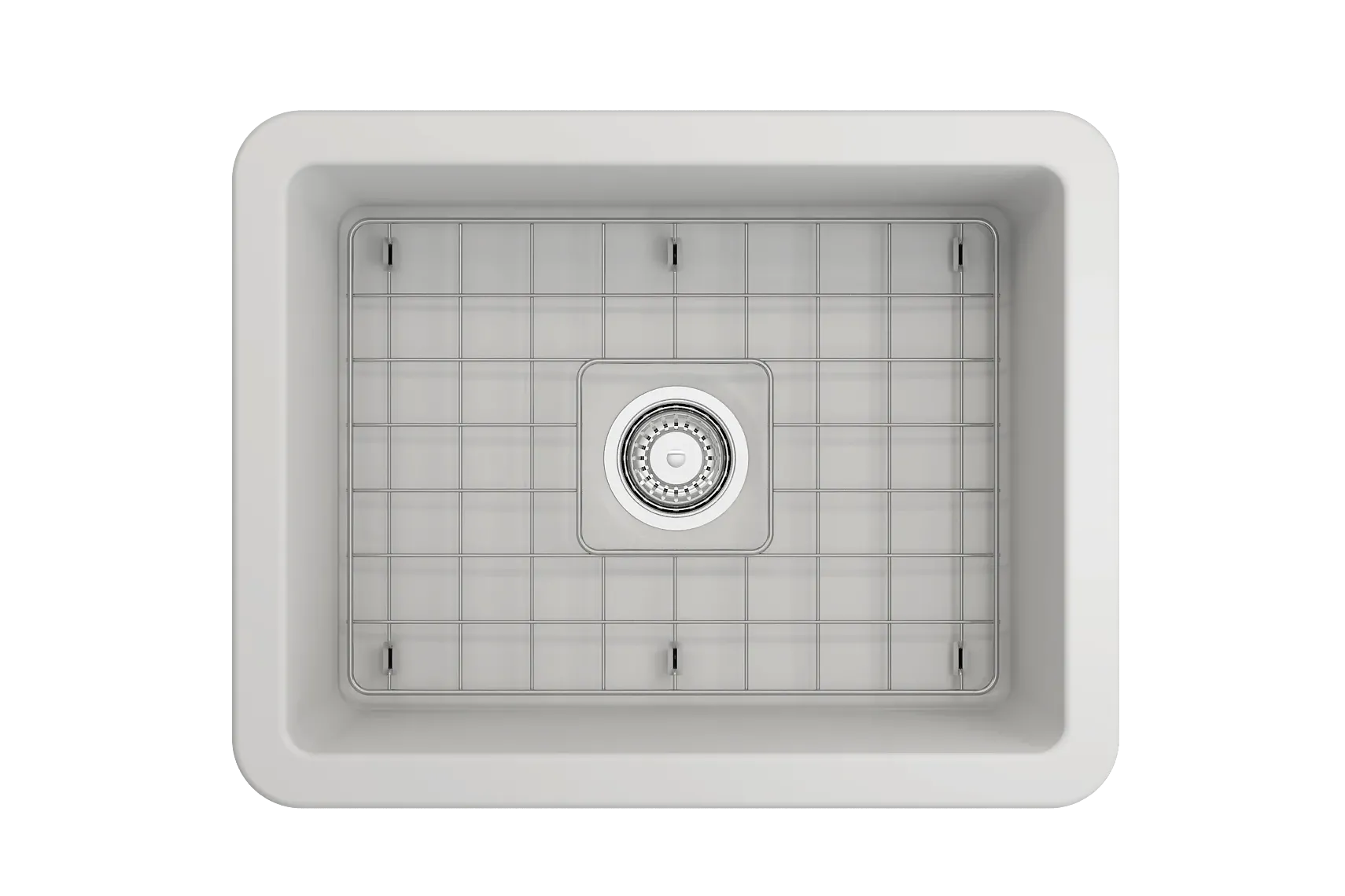 BOCCHI Sotto 24" Dual Mount Fireclay Kitchen Sink Kit with Accessories, Matte White, 1627-002-0120