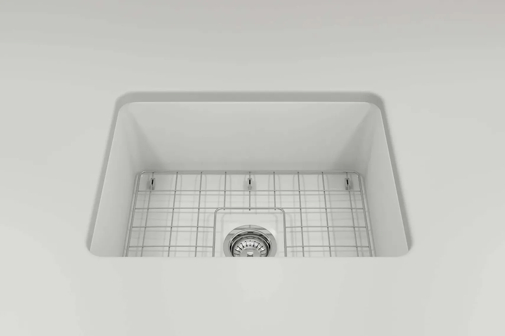 BOCCHI Sotto 24" Dual Mount Fireclay Kitchen Sink Kit with Accessories, Matte White, 1627-002-0120