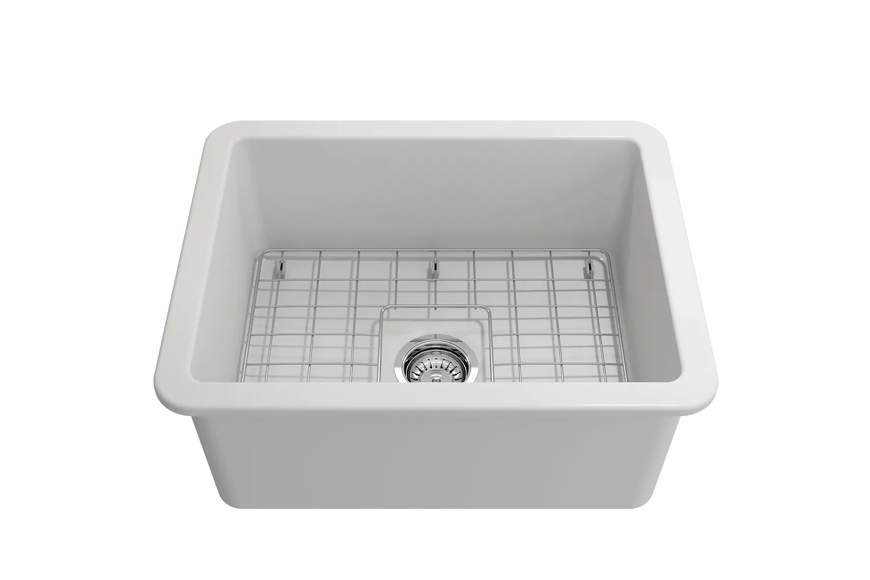 BOCCHI Sotto 24" Dual Mount Fireclay Kitchen Sink Kit with Accessories, Matte White, 1627-002-0120