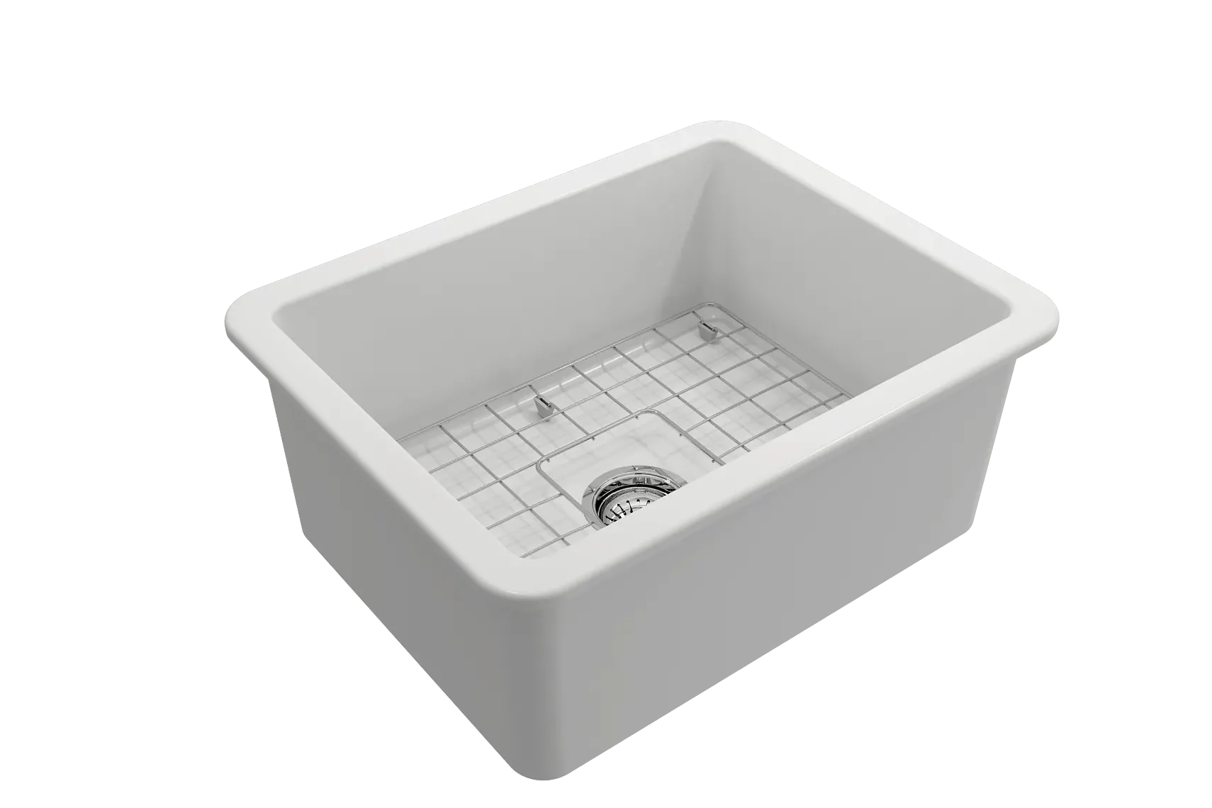 BOCCHI Sotto 24" Dual Mount Fireclay Kitchen Sink Kit with Accessories, Matte White, 1627-002-0120