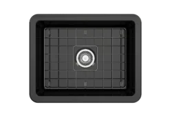 BOCCHI Sotto 24" Dual Mount Fireclay Kitchen Sink Kit with Accessories, Black, 1627-005-0120