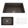 BOCCHI Sotto 27" Fireclay Dual Mount Single Bowl Kitchen Sink, Matte Brown, 1360-025-0120