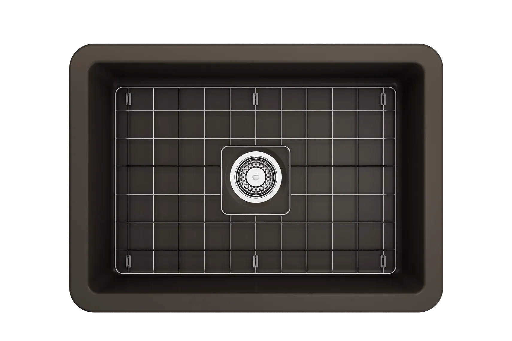 BOCCHI Sotto 27" Fireclay Dual Mount Single Bowl Kitchen Sink, Matte Brown, 1360-025-0120