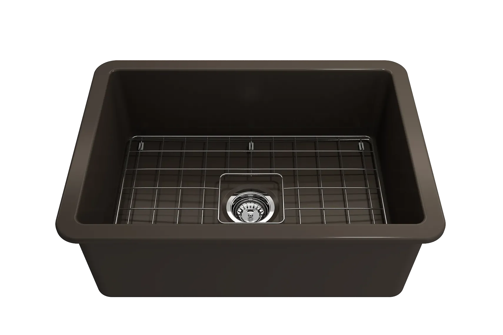 BOCCHI Sotto 27" Fireclay Dual Mount Single Bowl Kitchen Sink, Matte Brown, 1360-025-0120