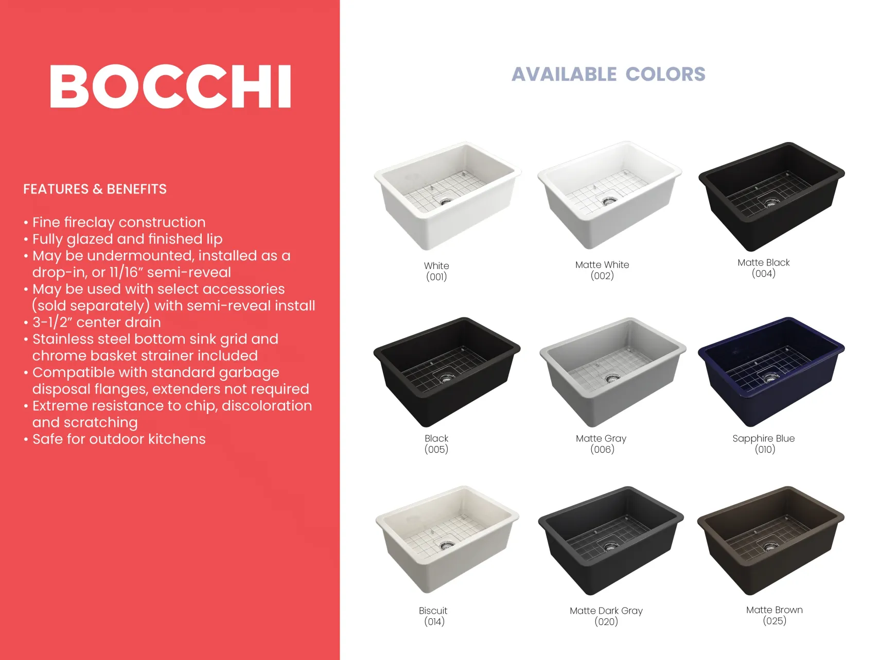 BOCCHI Sotto 27" Fireclay Dual Mount Single Bowl Kitchen Sink, Matte Brown, 1360-025-0120