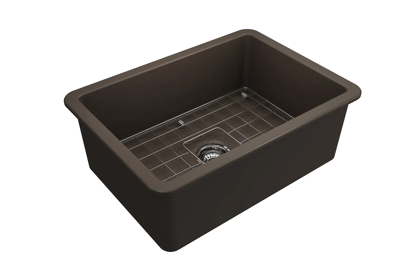 BOCCHI Sotto 27" Fireclay Dual Mount Single Bowl Kitchen Sink, Matte Brown, 1360-025-0120