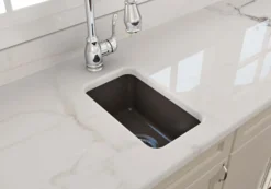 BOCCHI Sotto 12" Fireclay Undermount Single Bowl Bar Sink with Strainer, Matte Brown, 1358-025-0120