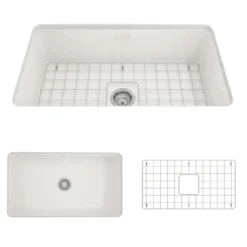 BOCCHI Sotto 32" Fireclay Undermount Single Bowl Kitchen Sink, White, 1362-001-0120