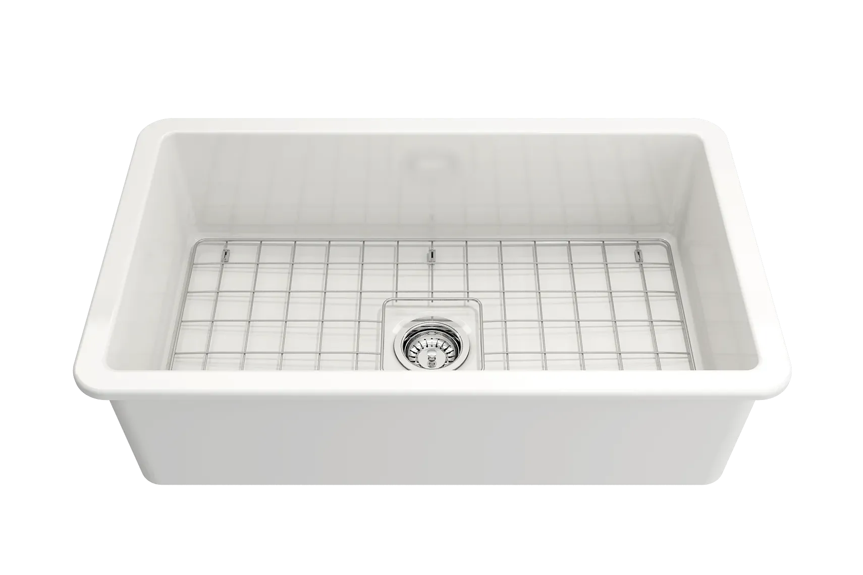 BOCCHI Sotto 32" Fireclay Undermount Single Bowl Kitchen Sink, White, 1362-001-0120