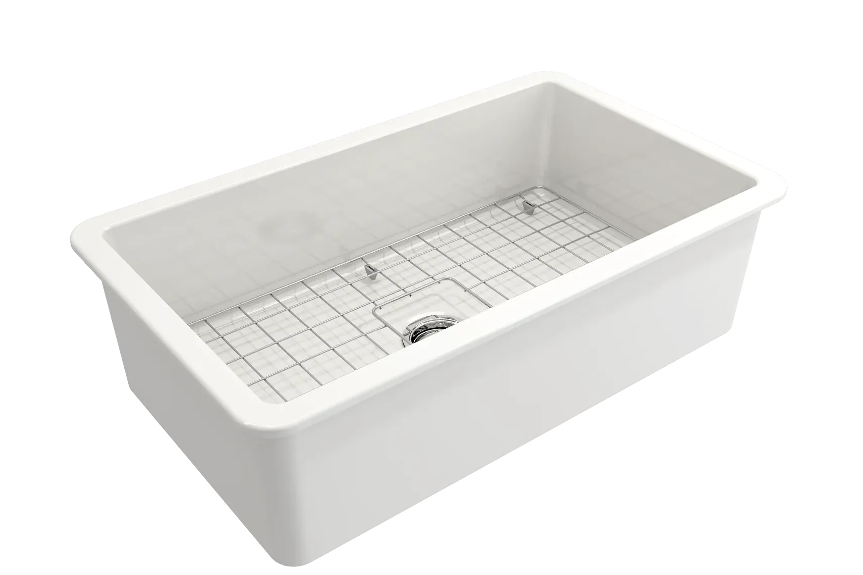BOCCHI Sotto 32" Fireclay Undermount Single Bowl Kitchen Sink, White, 1362-001-0120