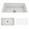 BOCCHI Sotto 32" Fireclay Undermount Single Bowl Kitchen Sink, Matte White, 1362-002-0120