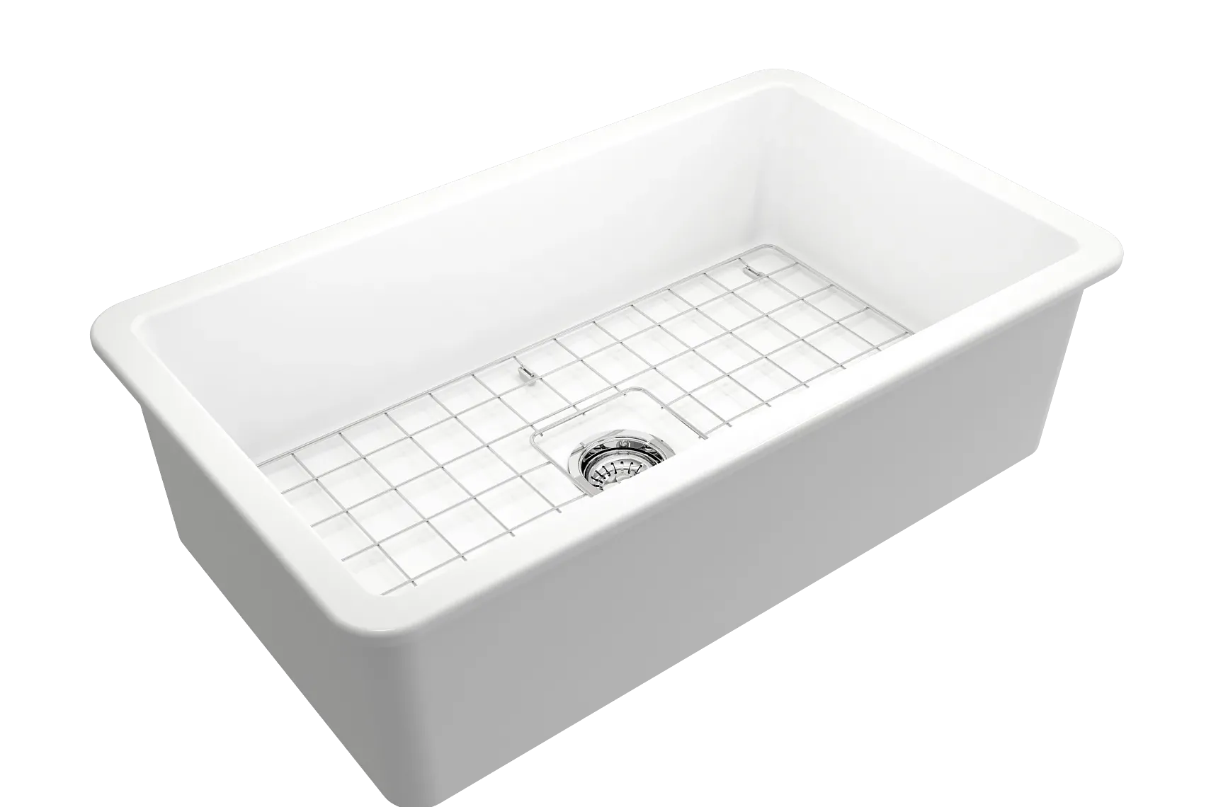 BOCCHI Sotto 32" Fireclay Undermount Single Bowl Kitchen Sink, Matte White, 1362-002-0120