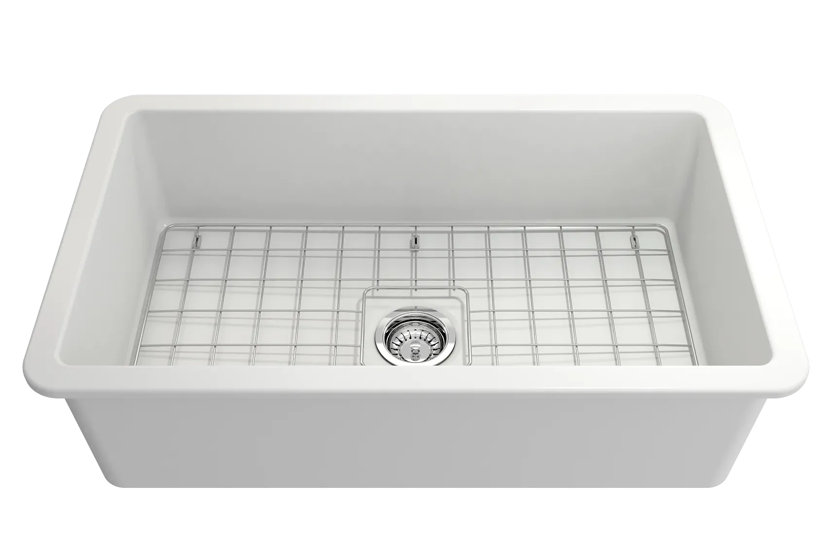 BOCCHI Sotto 32" Fireclay Undermount Single Bowl Kitchen Sink, Matte White, 1362-002-0120