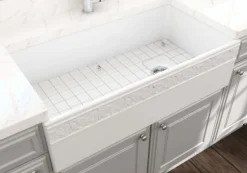 BOCCHI Vigneto 36" Fireclay Farmhouse Apron Single Bowl Kitchen Sink, White, 1355-001-0120