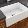 BOCCHI Vigneto 27" Fireclay Farmhouse Apron Single Bowl Kitchen Sink, Matte White, 1357-002-0120