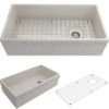 BOCCHI Vigneto 36" Fireclay Farmhouse Apron Single Bowl Kitchen Sink, Biscuit, 1355-014-0120
