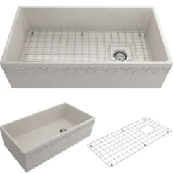 BOCCHI Vigneto 36" Fireclay Farmhouse Apron Single Bowl Kitchen Sink, Biscuit, 1355-014-0120