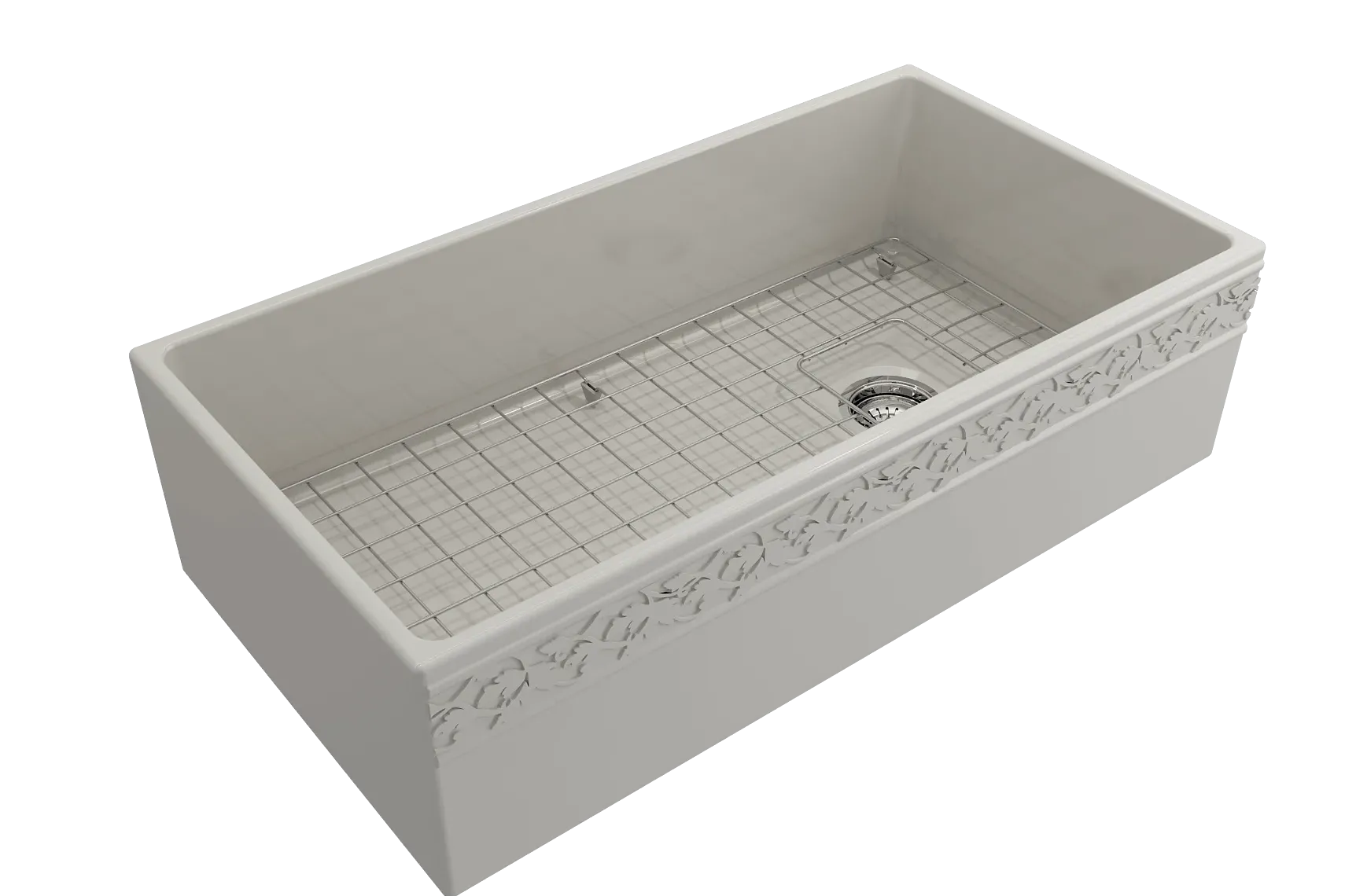 BOCCHI Vigneto 36" Fireclay Farmhouse Apron Single Bowl Kitchen Sink, Biscuit, 1355-014-0120