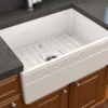 BOCCHI Vigneto 27" Fireclay Farmhouse Apron Single Bowl Kitchen Sink, Biscuit, 1357-014-0120