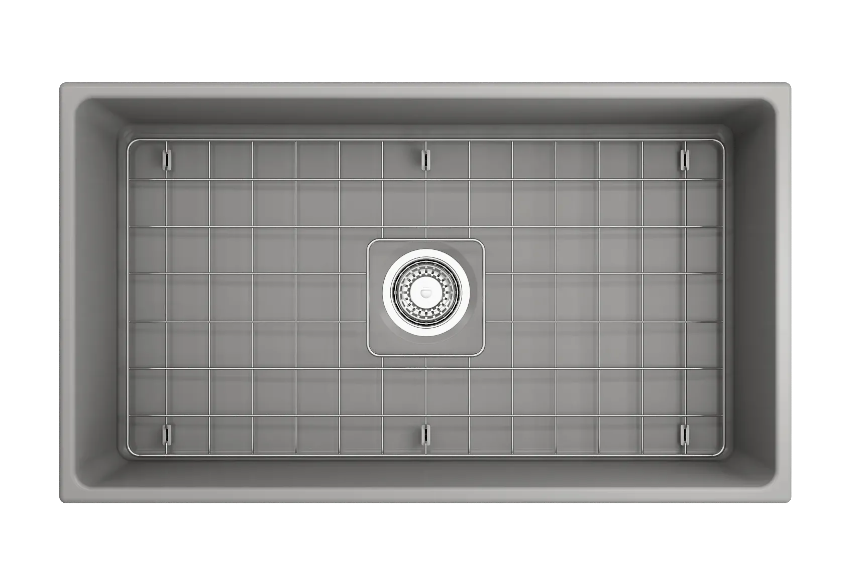 BOCCHI Vigneto 33" Fireclay Farmhouse Apron Single Bowl Kitchen Sink, Matte Gray, 1353-006-0120