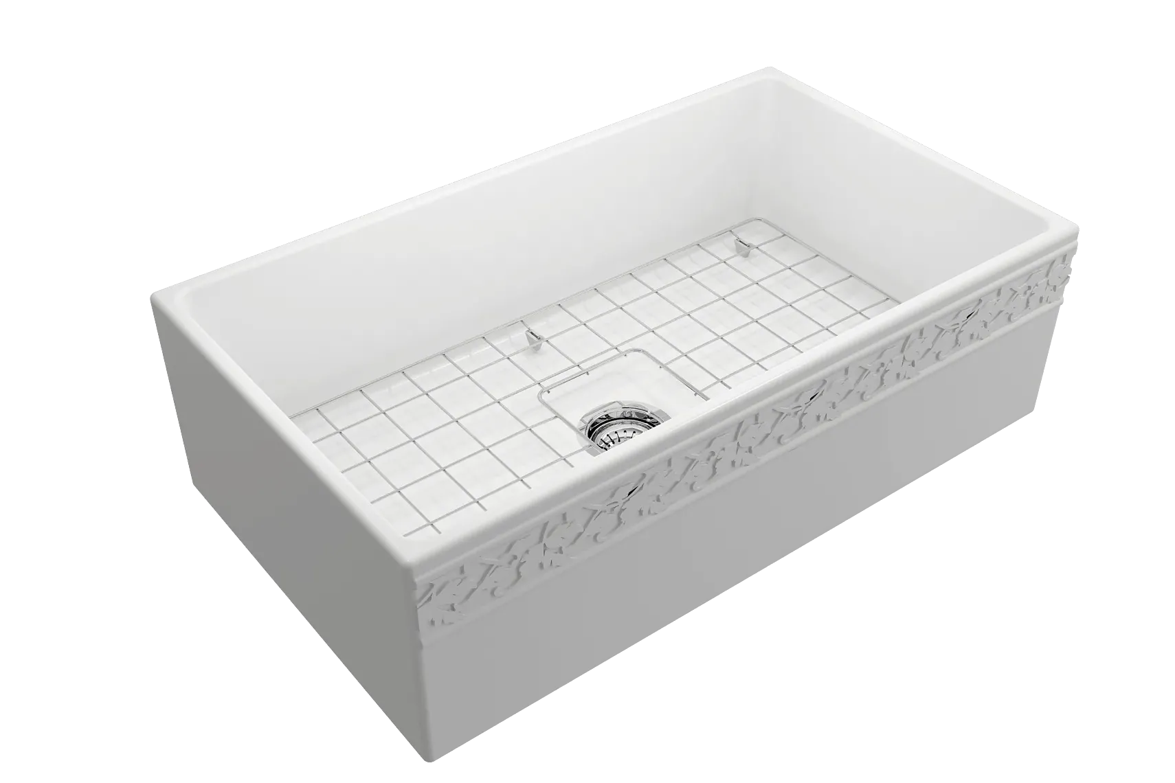 BOCCHI Vigneto 33" Fireclay Farmhouse Apron Single Bowl Kitchen Sink, Matte White, 1353-002-0120