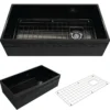 BOCCHI Vigneto 36" Fireclay Farmhouse Apron Single Bowl Kitchen Sink, Black, 1355-005-0120