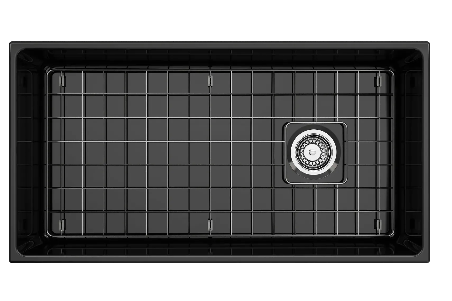 BOCCHI Vigneto 36" Fireclay Farmhouse Apron Single Bowl Kitchen Sink, Black, 1355-005-0120