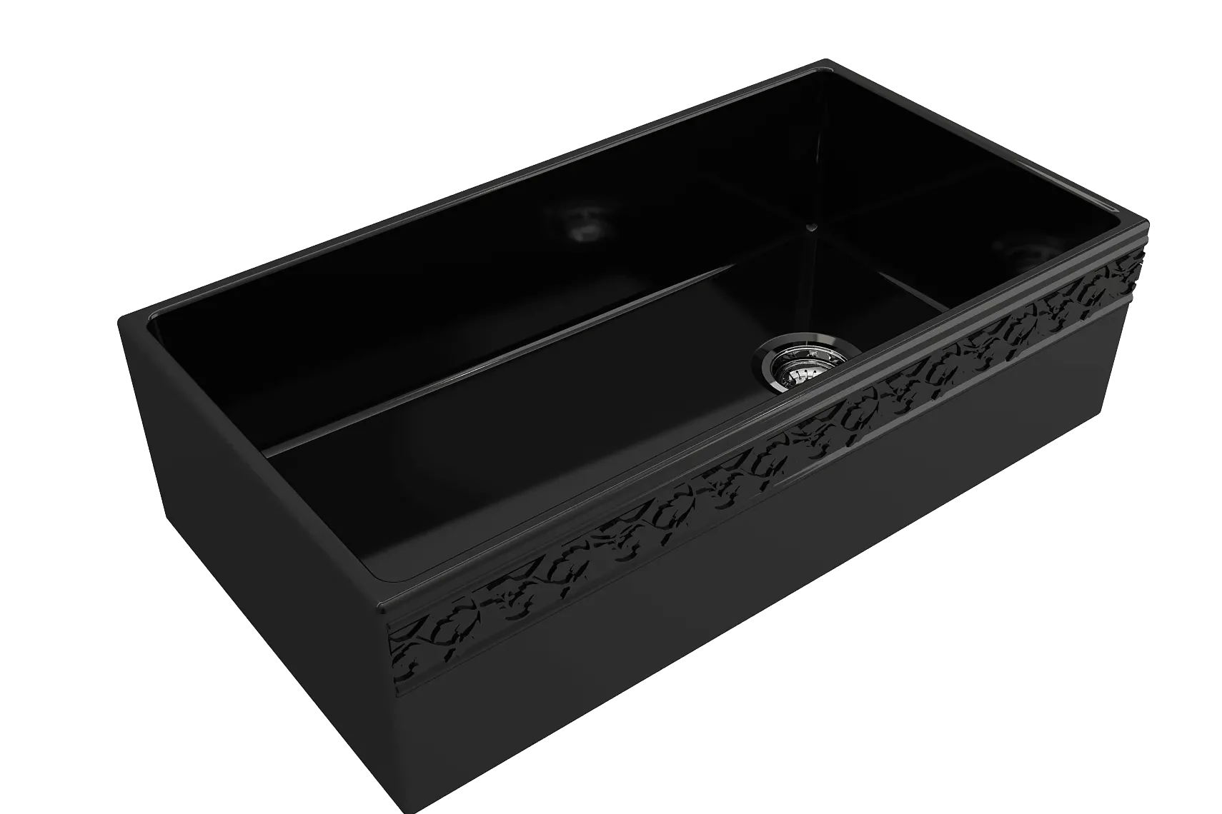BOCCHI Vigneto 36" Fireclay Farmhouse Apron Single Bowl Kitchen Sink, Black, 1355-005-0120