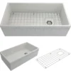BOCCHI Vigneto 36" Fireclay Farmhouse Apron Single Bowl Kitchen Sink, Matte White, 1355-002-0120