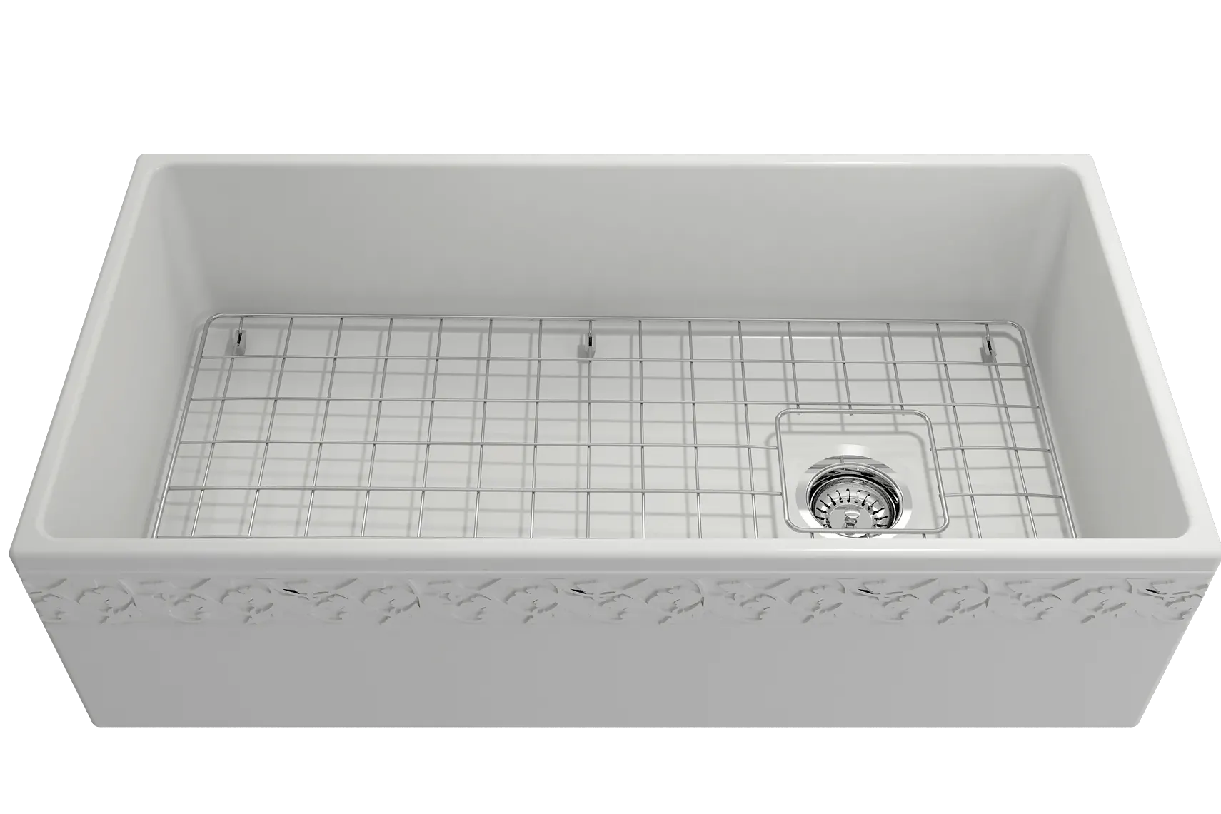 BOCCHI Vigneto 36" Fireclay Farmhouse Apron Single Bowl Kitchen Sink, Matte White, 1355-002-0120