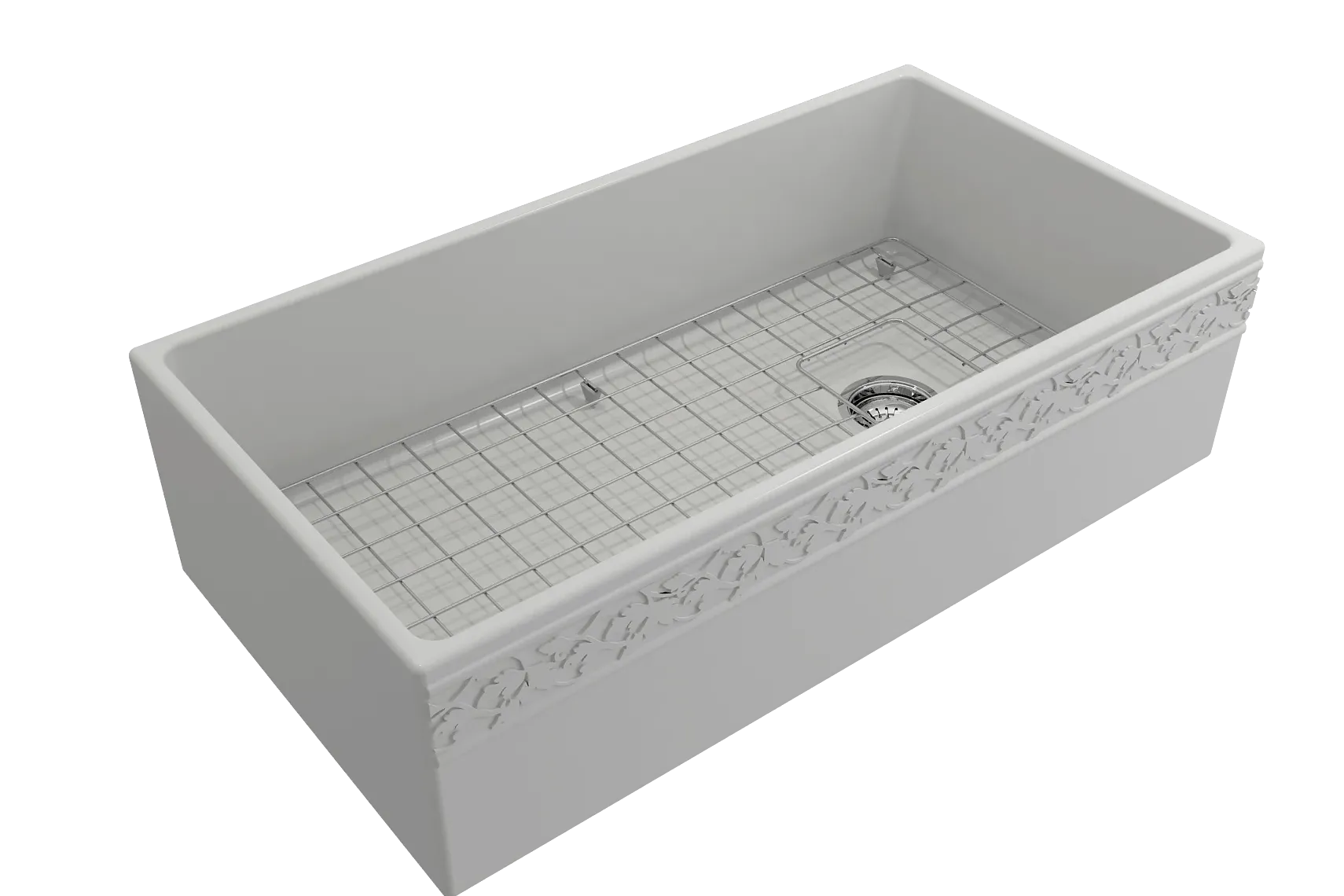 BOCCHI Vigneto 36" Fireclay Farmhouse Apron Single Bowl Kitchen Sink, Matte White, 1355-002-0120