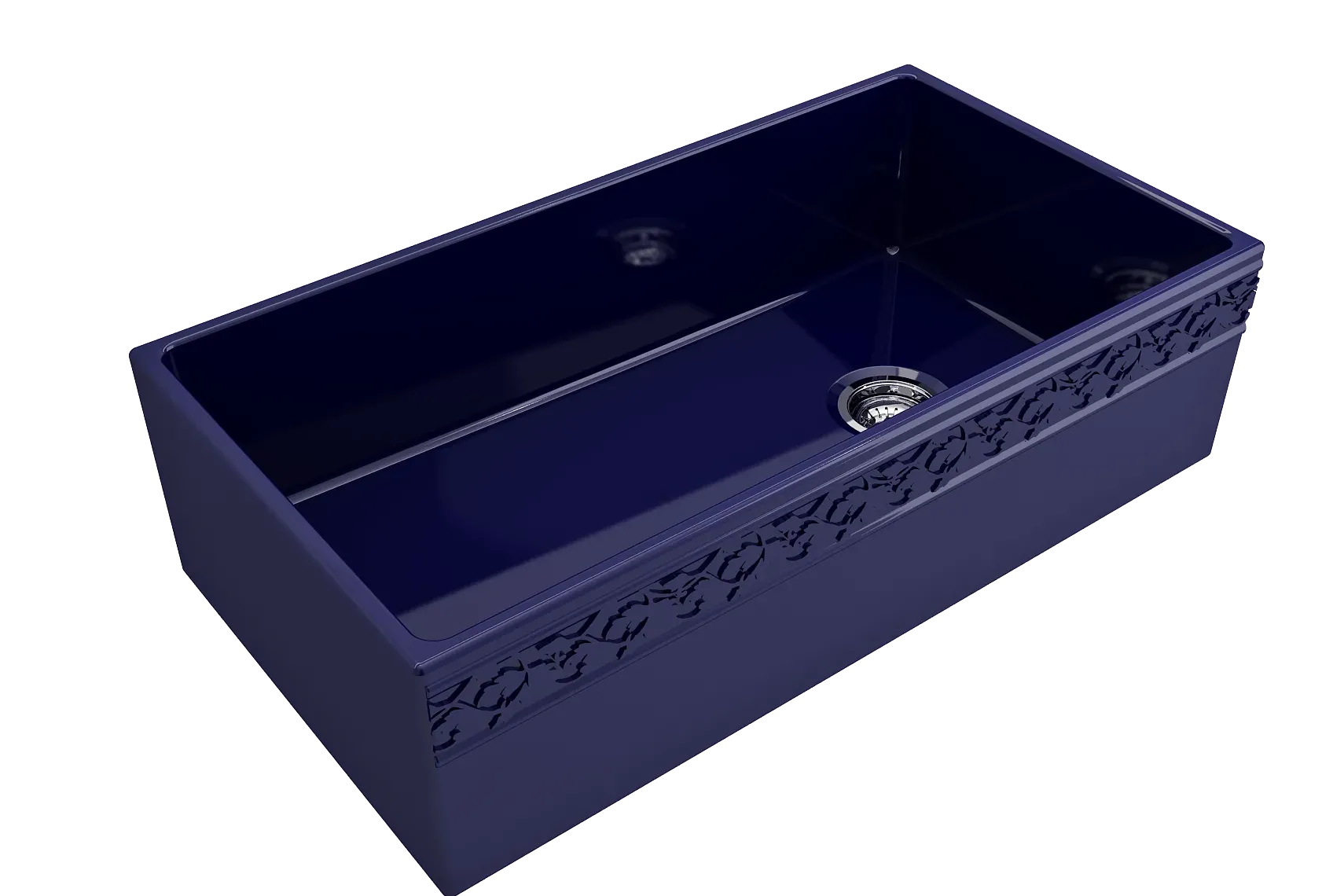 BOCCHI Vigneto 36" Fireclay Farmhouse Apron Single Bowl Kitchen Sink, Sapphire Blue, 1355-010-0120