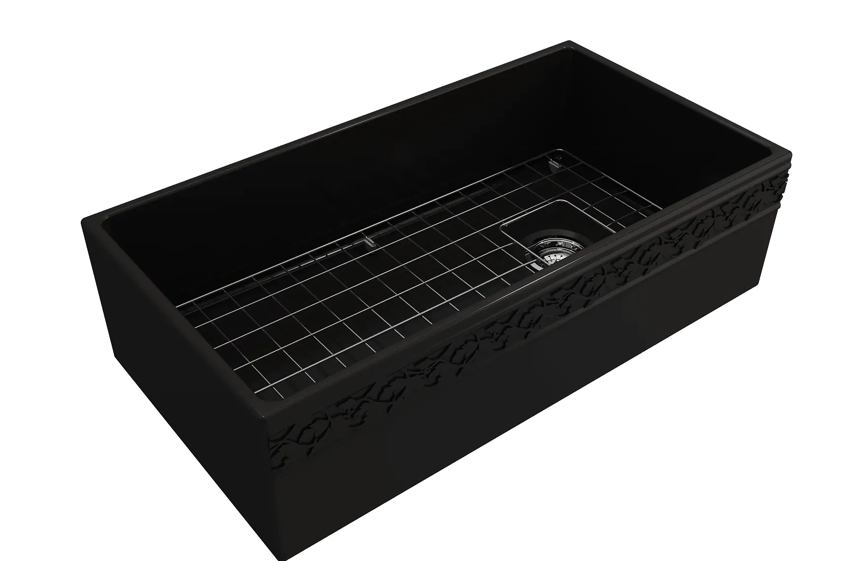 BOCCHI Vigneto 36" Fireclay Farmhouse Apron Single Bowl Kitchen Sink, Matte Black, 1355-004-0120