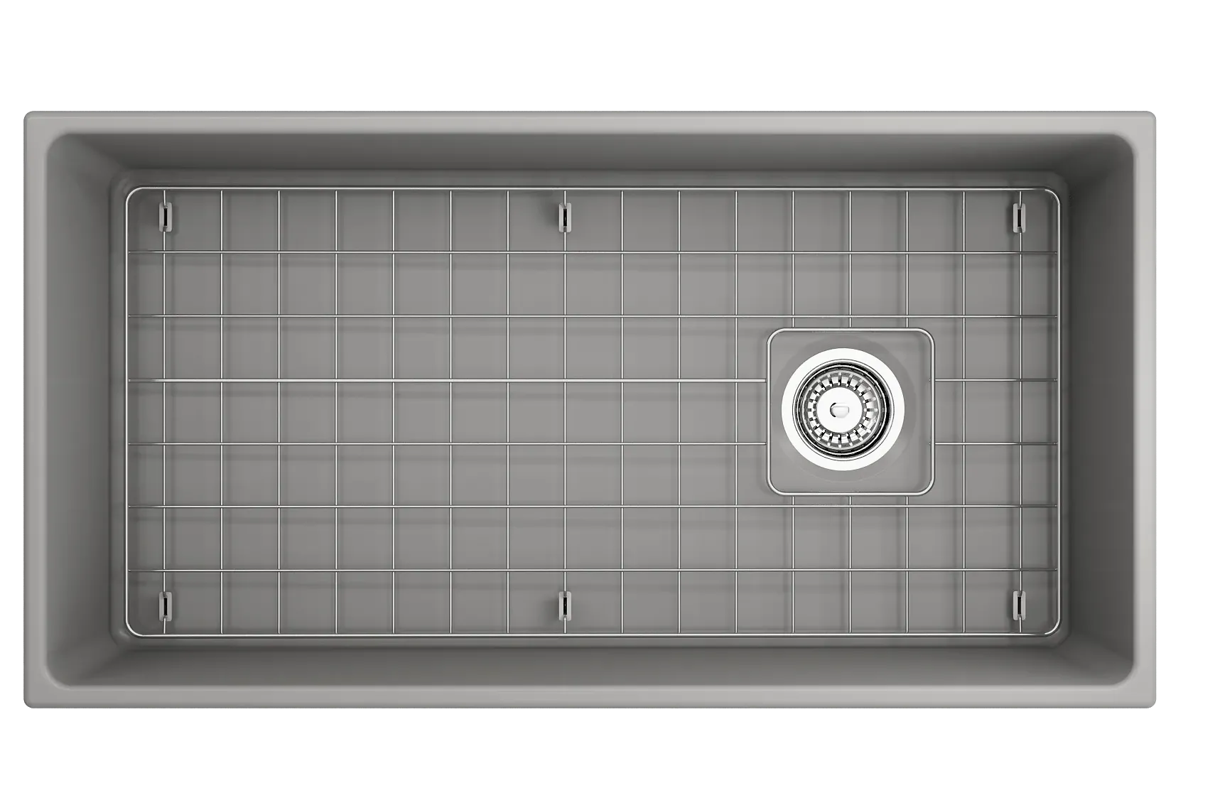 BOCCHI Vigneto 36" Fireclay Farmhouse Apron Single Bowl Kitchen Sink, Matte Gray, 1355-006-0120