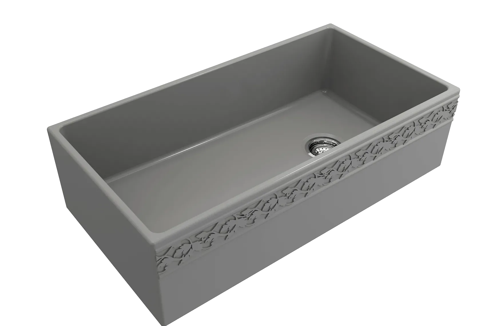 BOCCHI Vigneto 36" Fireclay Farmhouse Apron Single Bowl Kitchen Sink, Matte Gray, 1355-006-0120