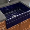BOCCHI Vigneto 27" Fireclay Farmhouse Apron Single Bowl Kitchen Sink, Sapphire Blue, 1357-010-0120