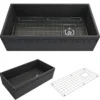 BOCCHI Vigneto 36" Fireclay Farmhouse Apron Single Bowl Kitchen Sink, Matte Dark Gray, 1355-020-0120