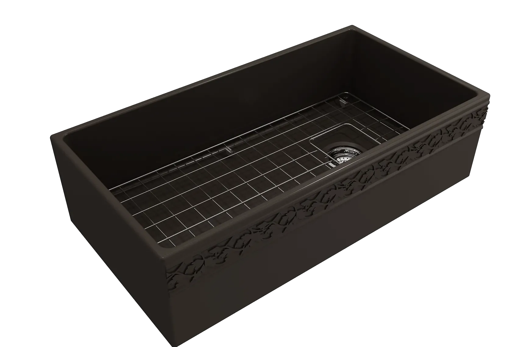 BOCCHI Vigneto 36" Fireclay Farmhouse Apron Single Bowl Kitchen Sink, Matte Brown, 1355-025-0120