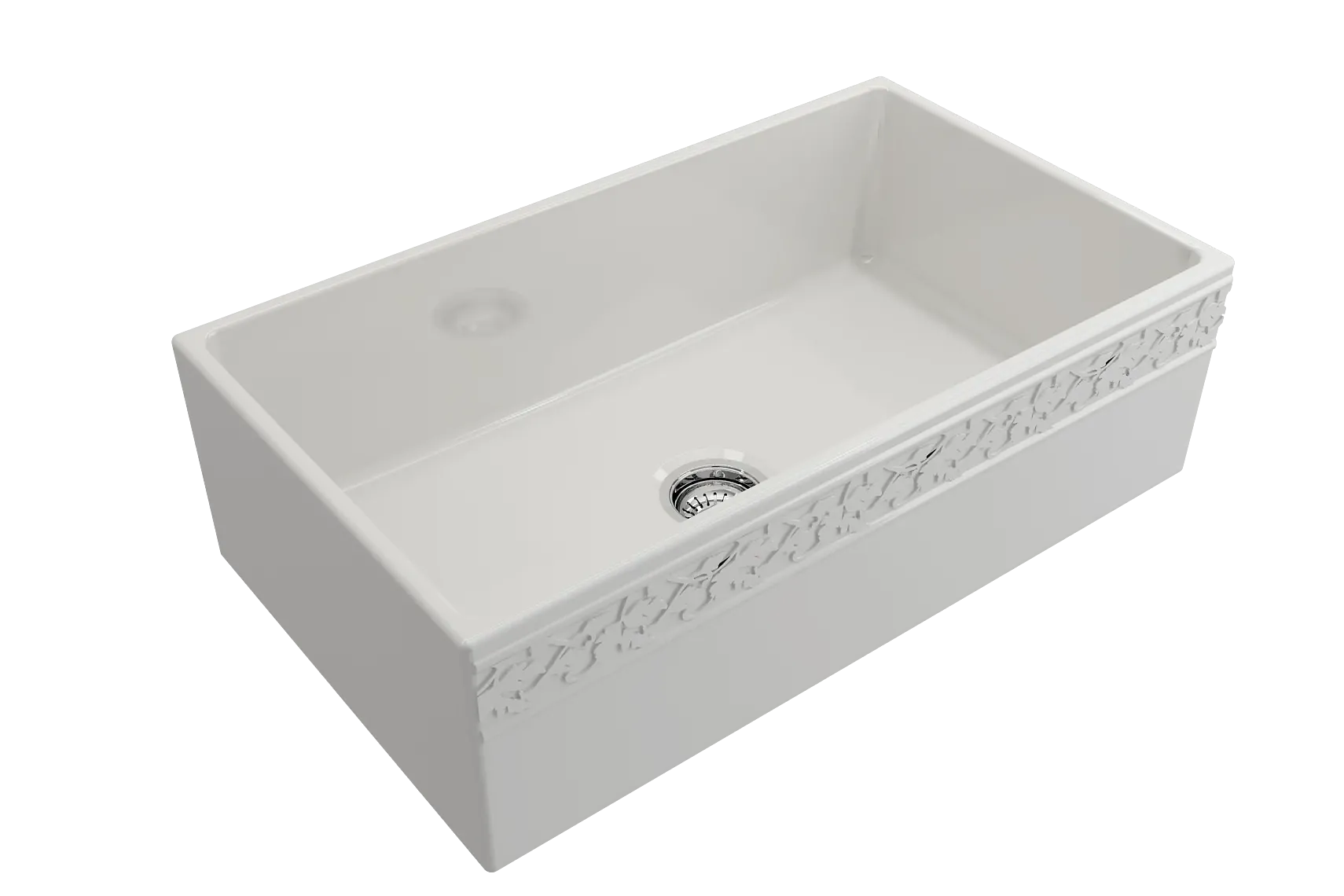 BOCCHI Vigneto 33" Fireclay Farmhouse Apron Single Bowl Kitchen Sink, White, 1353-001-0120