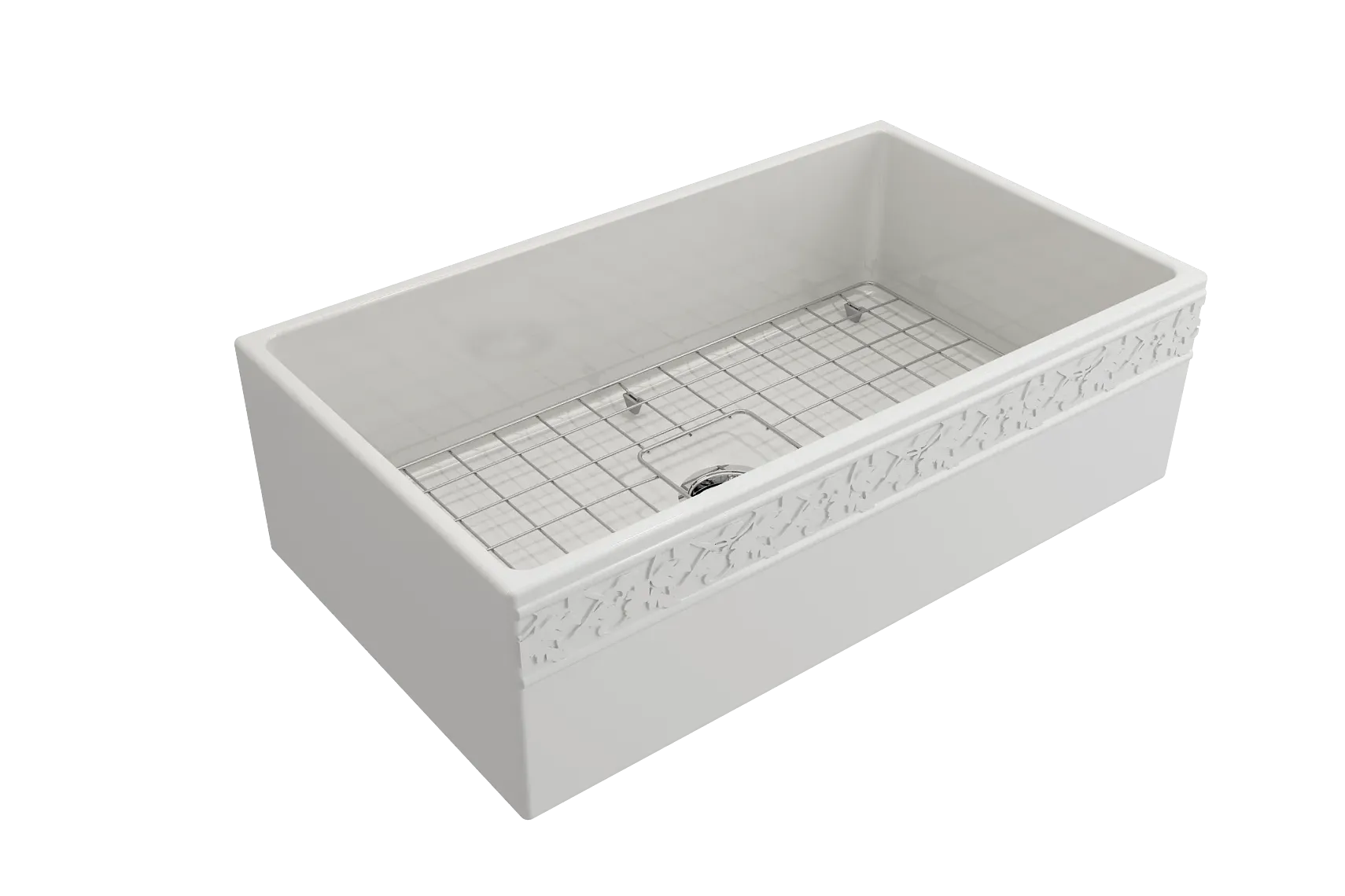 BOCCHI Vigneto 33" Fireclay Farmhouse Apron Single Bowl Kitchen Sink, White, 1353-001-0120