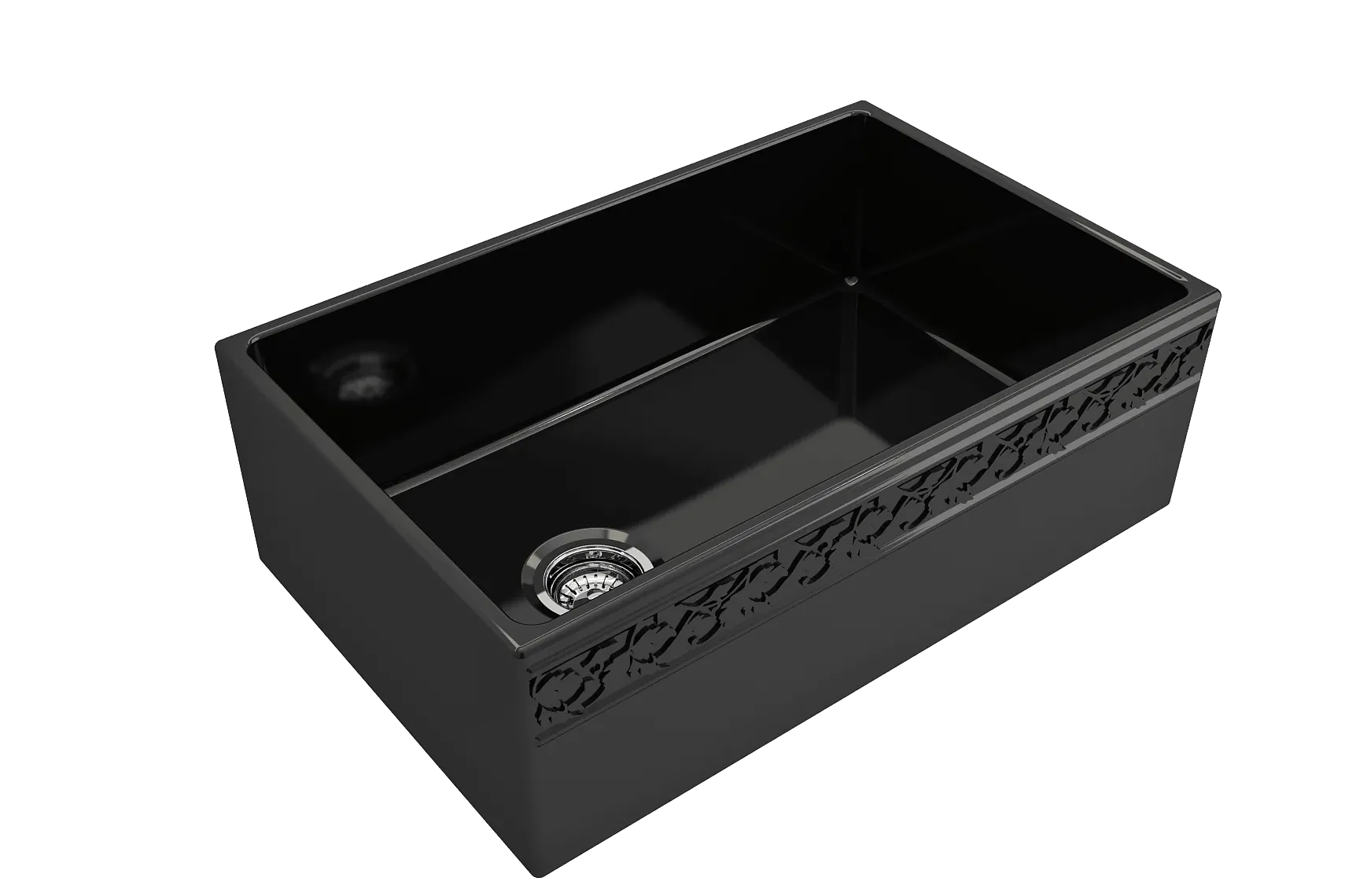 BOCCHI Vigneto 30" Fireclay Farmhouse Apron Single Bowl Kitchen Sink, Black, 1347-005-0120