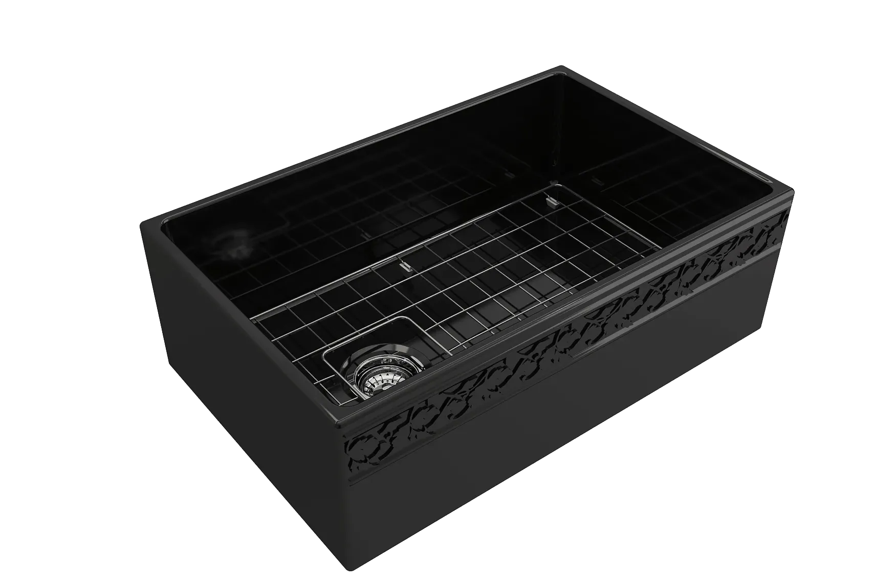 BOCCHI Vigneto 30" Fireclay Farmhouse Apron Single Bowl Kitchen Sink, Black, 1347-005-0120