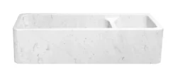 42" Carrara White Marble Farmhouse Kitchen Sink, 70/30 Double Bowl, Reversible, KF422010DB-NLP-7030-CW