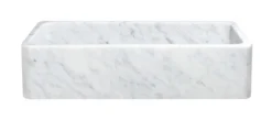42" Carrara White Marble Farmhouse Kitchen Sink, Single Bowl, Reversible, KF422010SB-NLP-CW