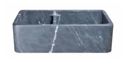 33" Charcoal Marquina Soapstone Farmhouse Kitchen Sink, 60/40 Double Bowl, Reversible, KF332010DB-NLP-6040-CMS